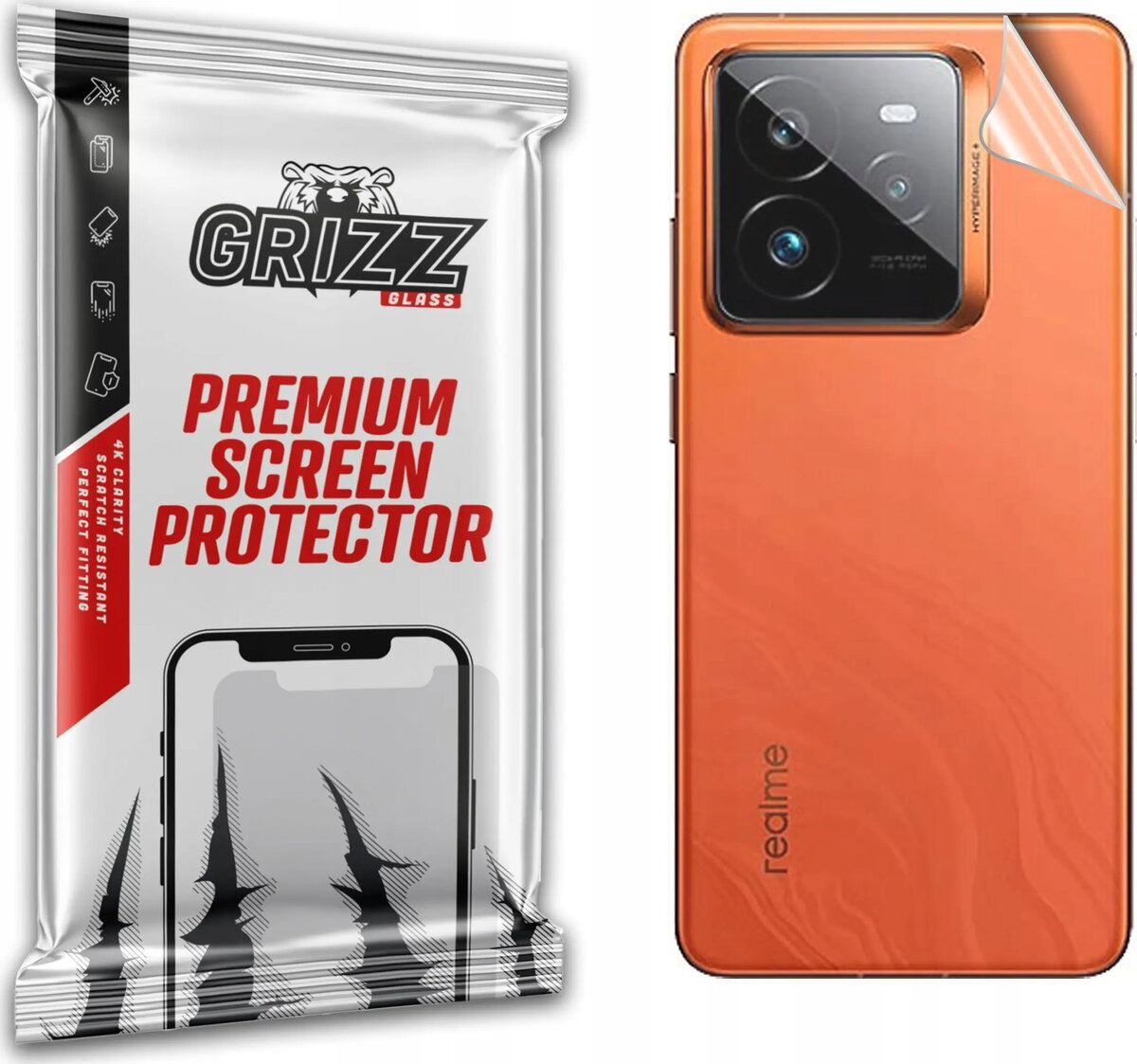 Aizmugures aizsargplēve GrizzGlass SatinSkin priekš Realme