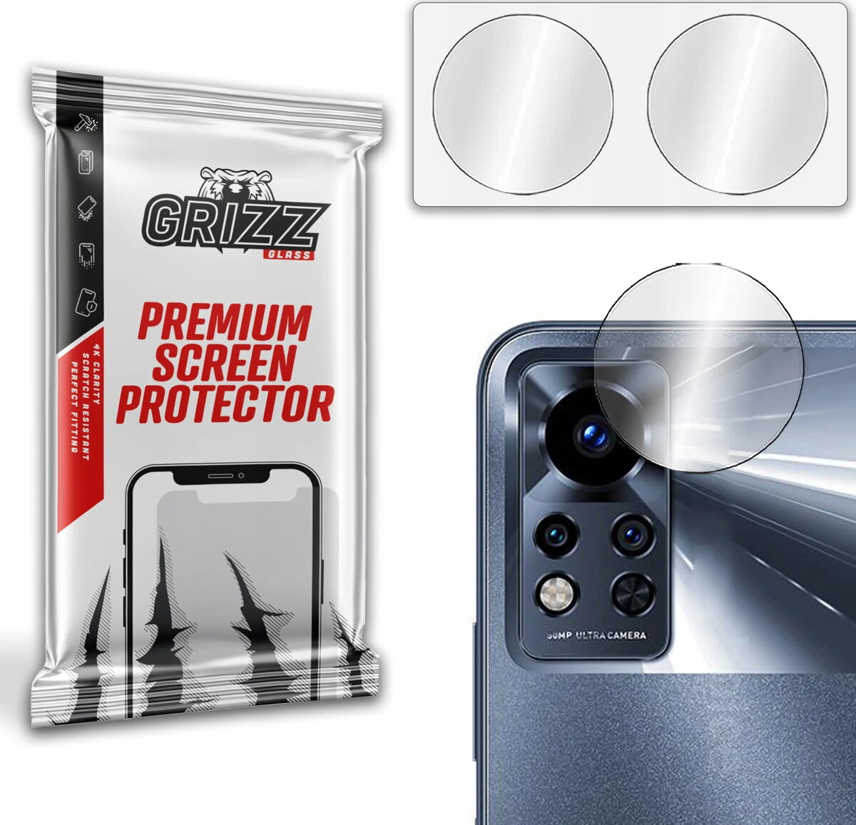 Aizsargstikls kameras lēcai GrizzGlass priekš Infinix