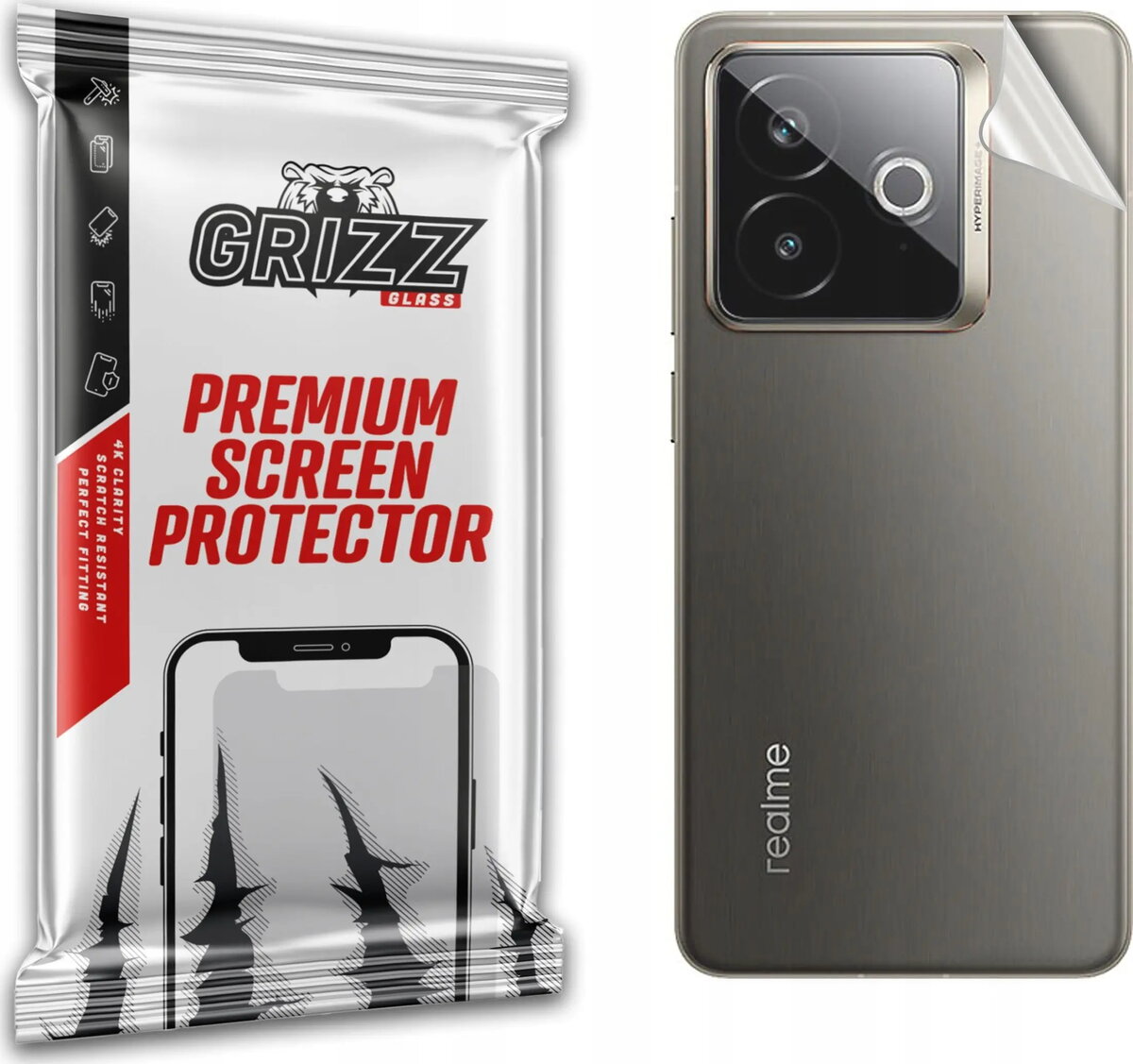 Aizmugures aizsargplēve GrizzGlass SatinSkin priekš Realme