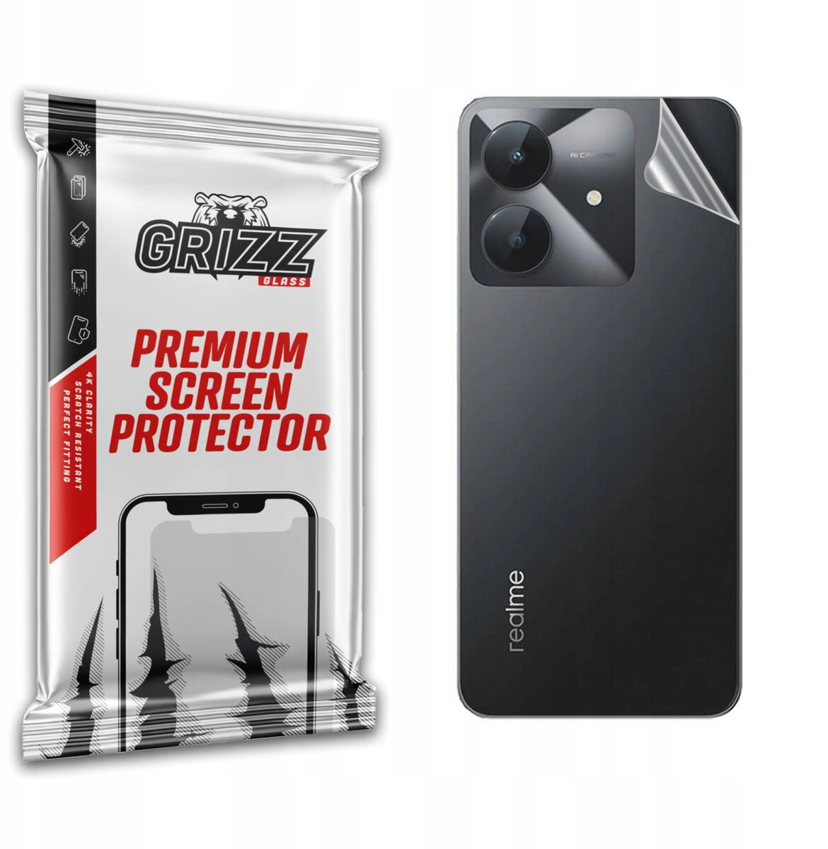 Aizmugures aizsargvide GrizzGlass SatinSkin priekš Realme