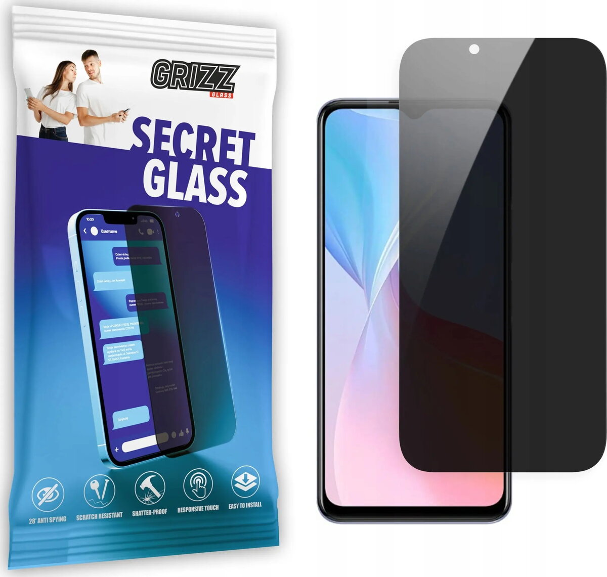 Privātuma rūdīts ekrāna aizsargs GrizzGlass SecretGlass