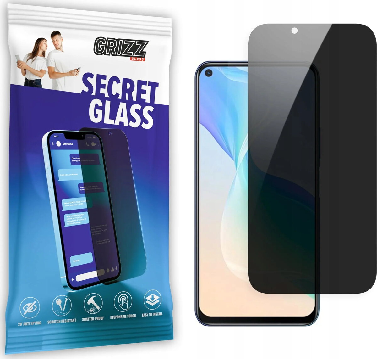 Aizsargstikls ar privātuma filtru GrizzGlass SecretGlass