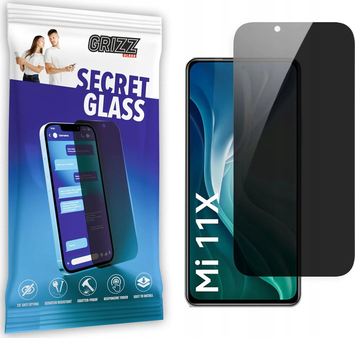 Stiprināts privātuma aizsargstikls GrizzGlass SecretGlass priekš