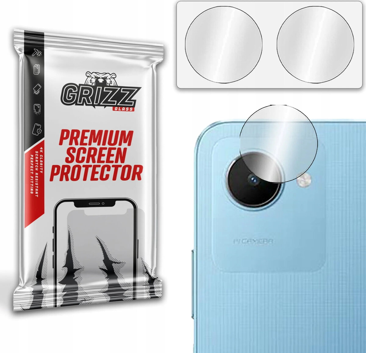 Aizsargstikls kamerai GrizzGlass priekš Realme C30s