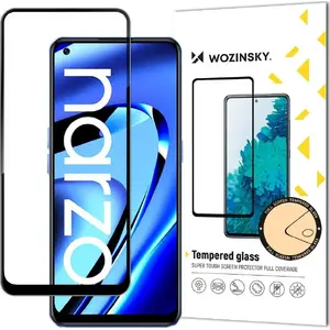 Закалённое защитное стекло Full Glue с рамкой Wozinsky для Realme Narzo 50A, чёрное