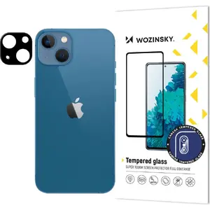 Закалённое защитное стекло для камеры Wozinsky Full Camera Glass для iPhone 15 Plus, твёрдость 9H, чёрное