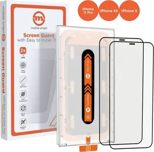 Защитное стекло MOBILE ORIGIN для iPhone 11 Pro / XS / X, 2 шт. с аппликатором