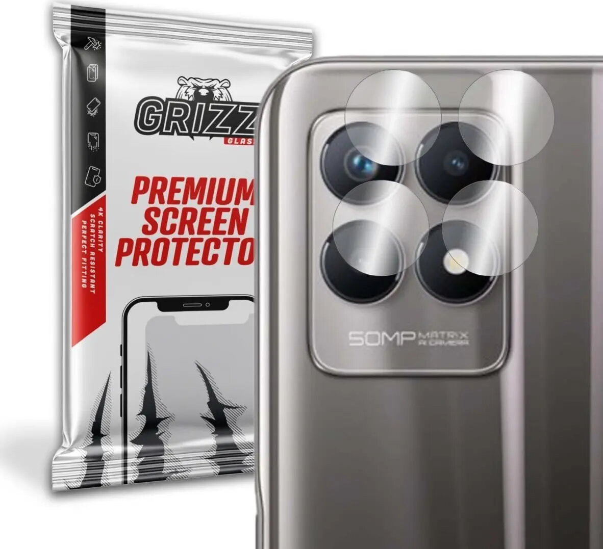 Hibrīdais aizsargstikls kamerai GrizzGlass priekš Realme