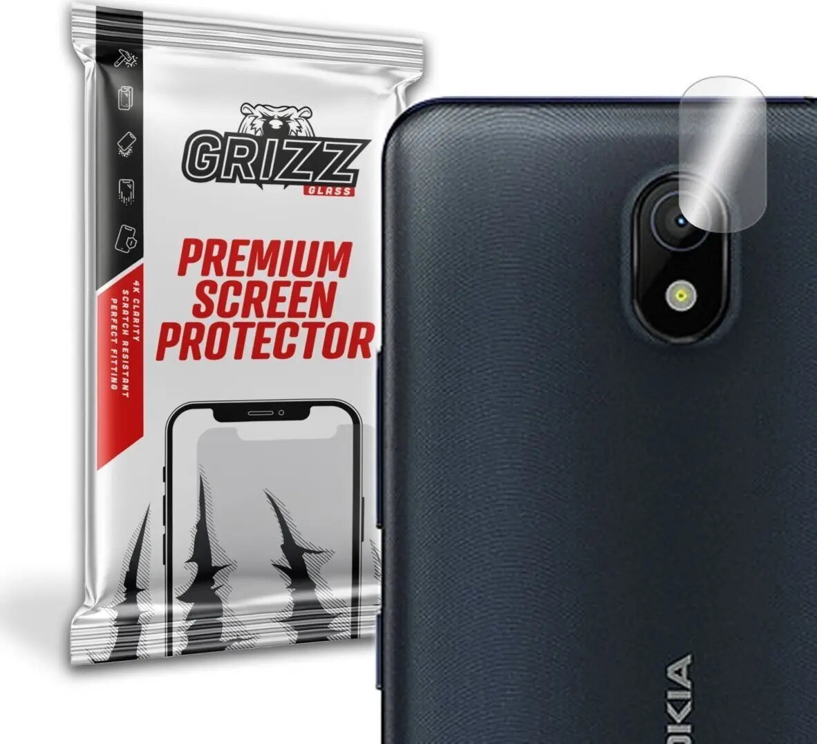 Hibrīdais aizsargstikls kamerai GrizzGlass priekš Nokia