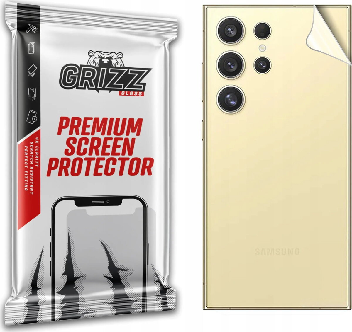 Aizmugures aizsargplēve GrizzGlass UltraSkin priekš Samsung