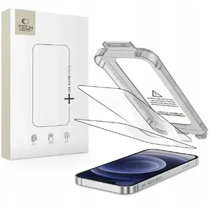 Tempered glass screen protector Tech-Protect Quick Set+ for Apple iPhone 12 / 12 Pro, black, 2-pack