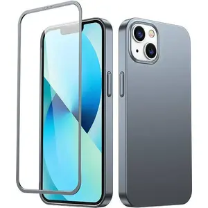 Полный защитный чехол с закалённым стеклом для iPhone 13, Joyroom JR-BP927, серый — защита спереди и сзади