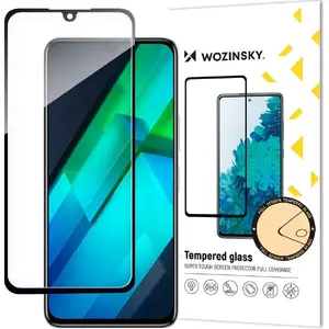 Защитное закалённое стекло Wozinsky для Infinix Note 12 G96 — full glue, на весь экран с чёрной рамкой, совместимо с чехлом