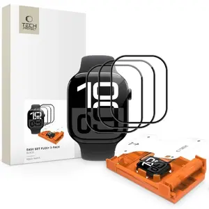 Защитное стекло Tech‑Protect Easy Set Flex+ 3 шт. для Apple Watch 44 мм (Series 4/5/6/SE/1/2/3), чёрное