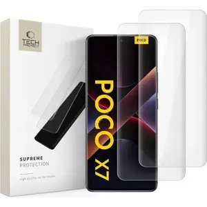 Закалённое защитное стекло Spigen Tech-Protect Glass UV+ 2 шт. для Xiaomi Redmi Note 14 Pro / 14 Pro+ / POCO X7 5G — прозрачное