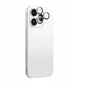 Tempered camera lens protector Amazingthing AR Aluminium 3-Lens with frame for iPhone 16 Pro / 16 Pro Max - silver