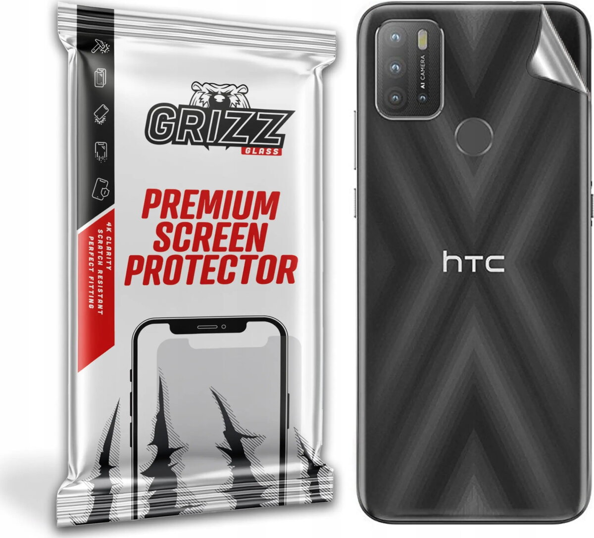 Aizmugures aizsargplēve GrizzGlass SatinSkin priekš HTC