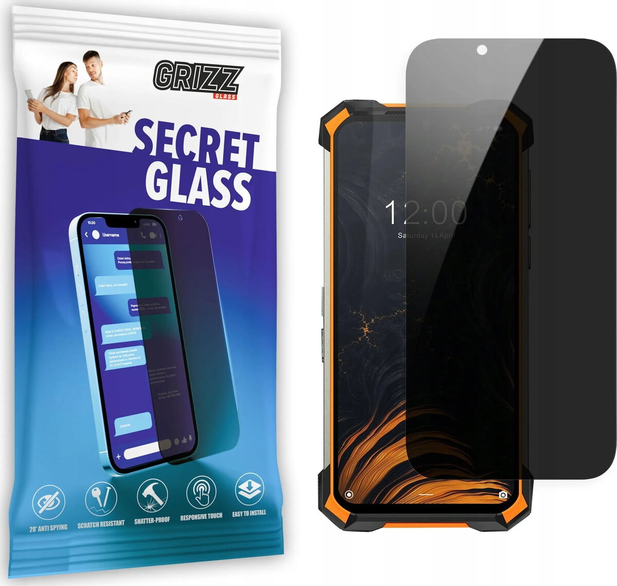 Stikla ekrāna aizsargnis GrizzGlass SecretGlass ar