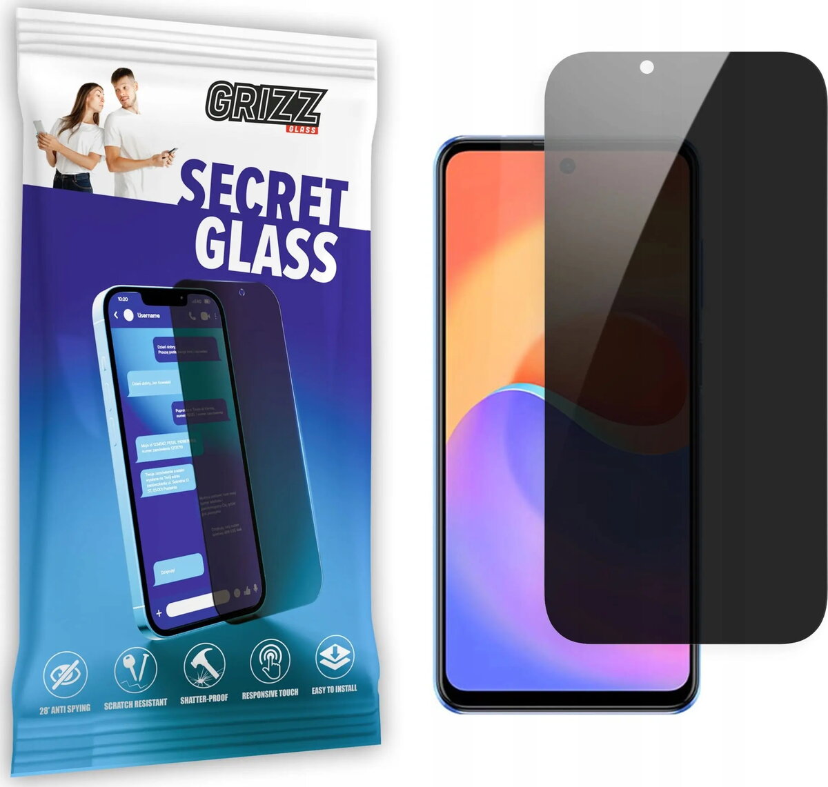 Rūdīta privātuma ekrāna aizsargstikls GrizzGlass SecretGlass
