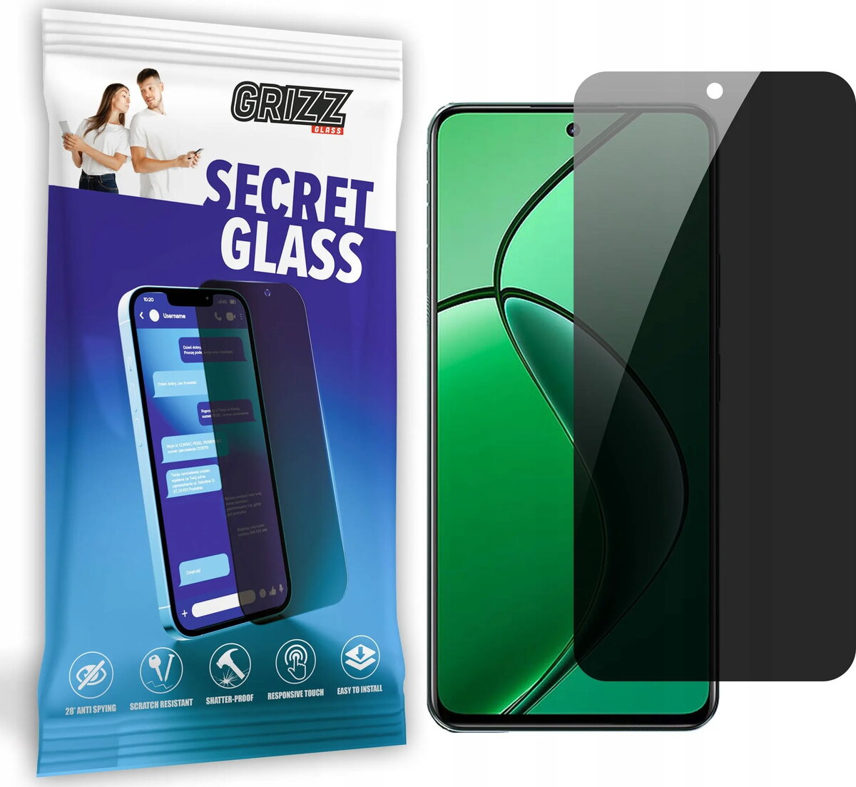 GrizzGlass SecretGlass privātuma rūdīts ekrāna aizsargstikls