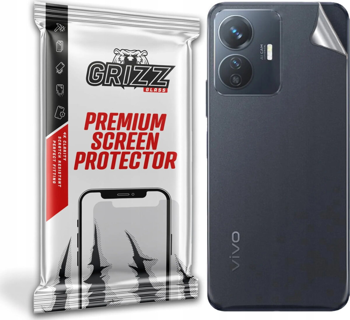 Aizmugures aizsargstikls GrizzGlass priekš Vivo Y77e