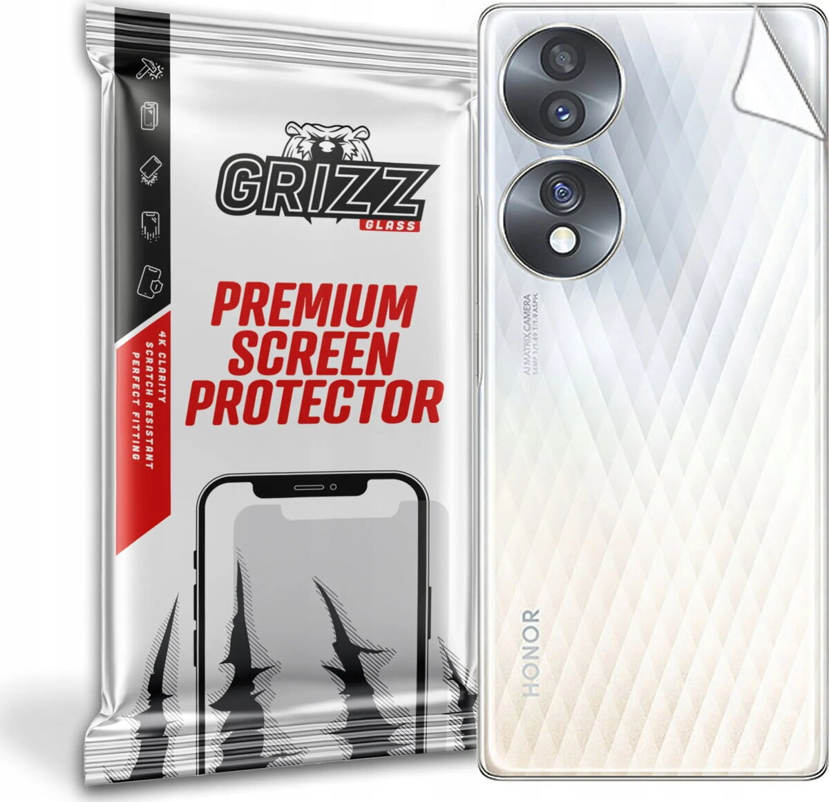 Aizmugures aizsargplēve GrizzGlass priekš Honor 70
