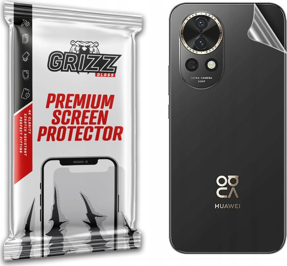 Aizmugures aizsargplēve GrizzGlass SatinSkin priekš Huawei