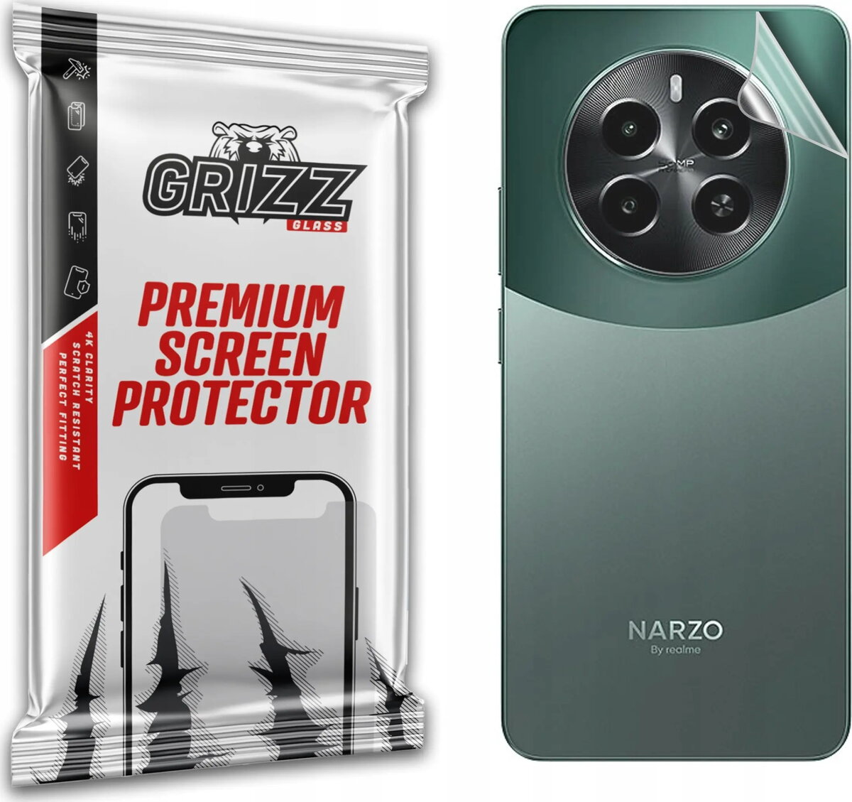 Aizmugures aizsargplēve GrizzGlass SatinSkin priekš Realme