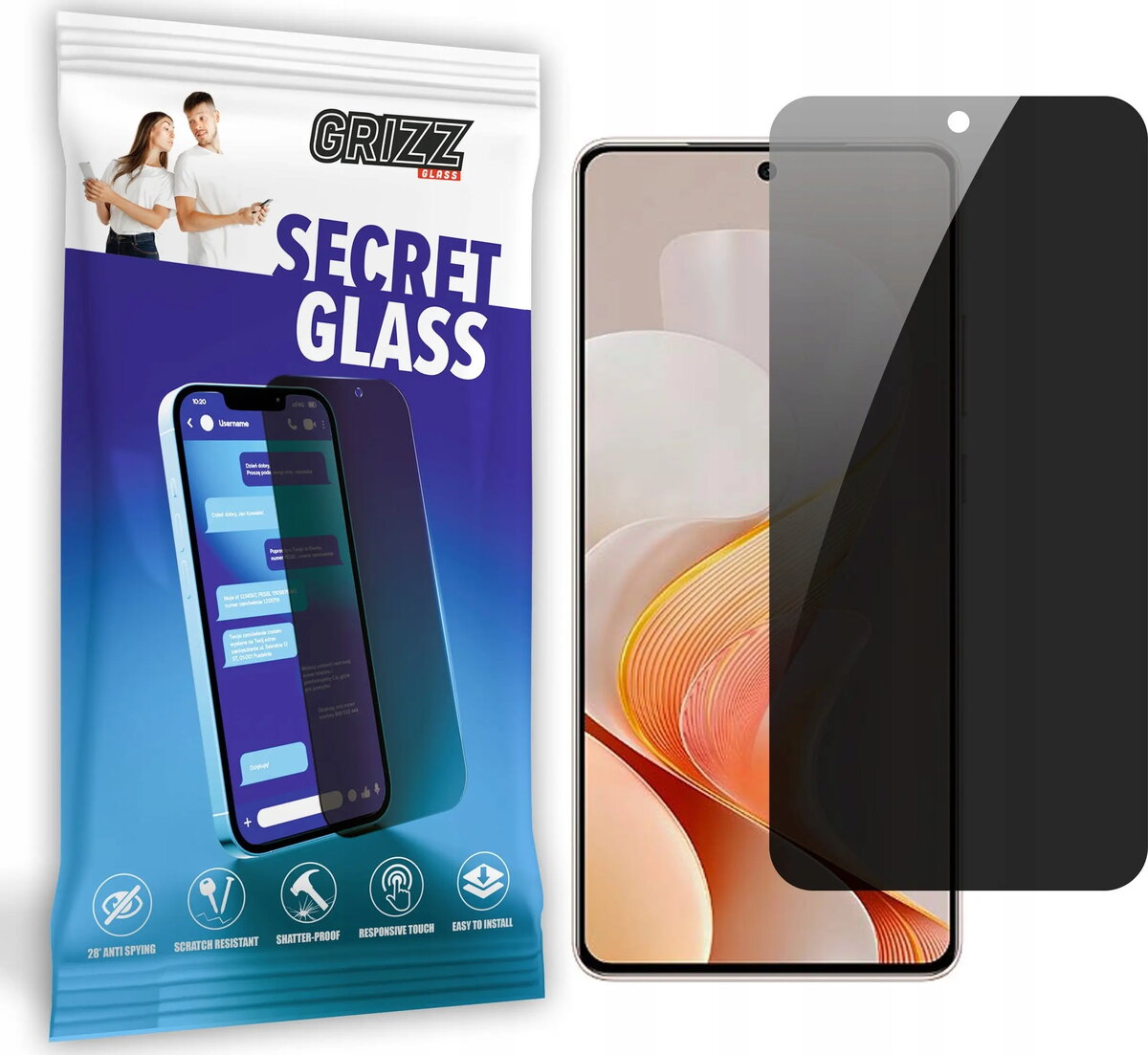 Privātuma aizsargstikls GrizzGlass SecretGlass priekš Vivo