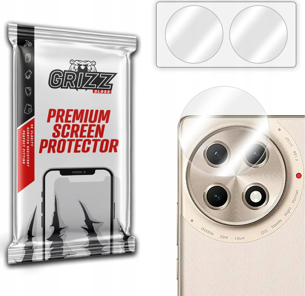 Kameras aizsargstikls GrizzGlass HybridGlass priekš Tecno