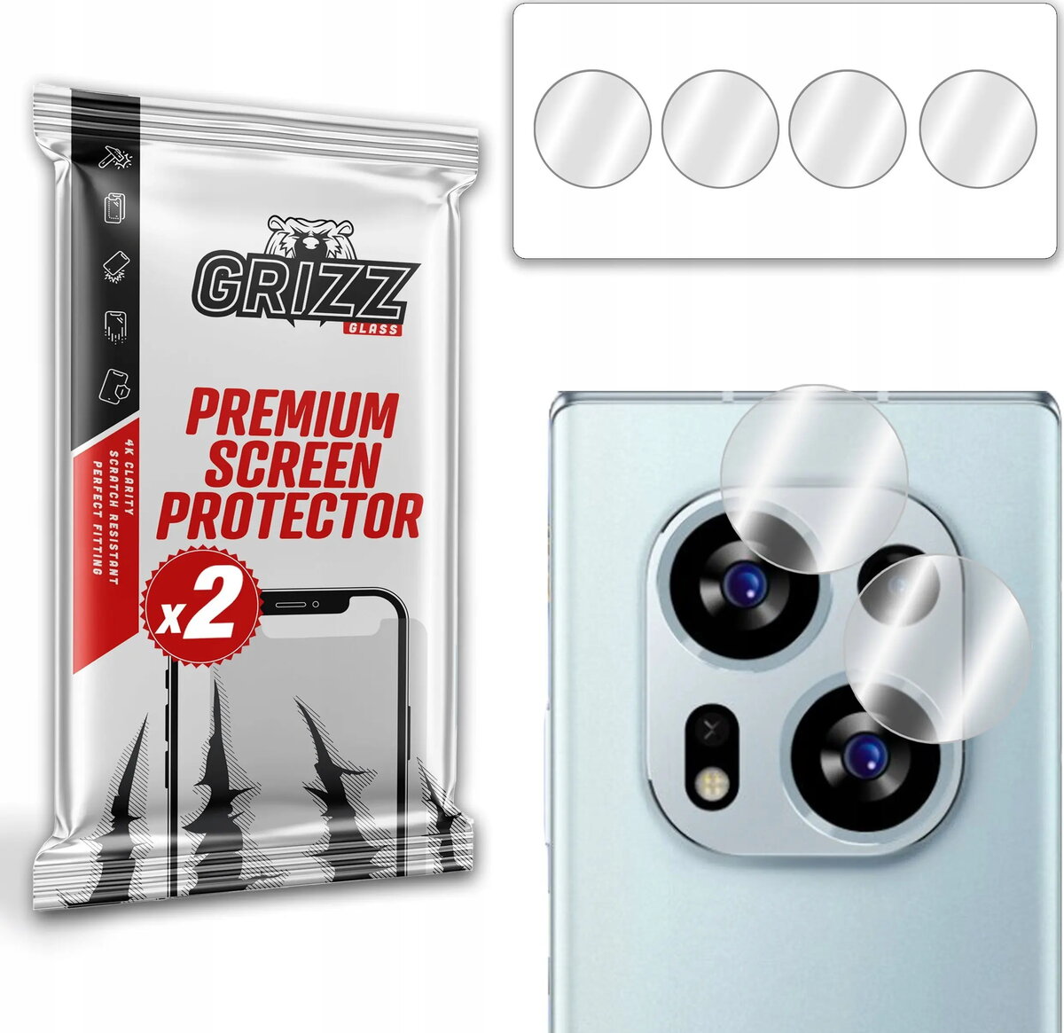 Hibrīda kameru stikliņš GrizzGlass priekš Tecno