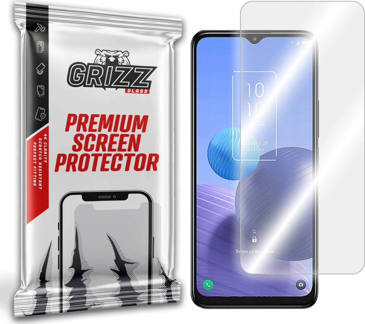 Ekrāna aizsargstikls GrizzGlass HybridGlass priekš TCL