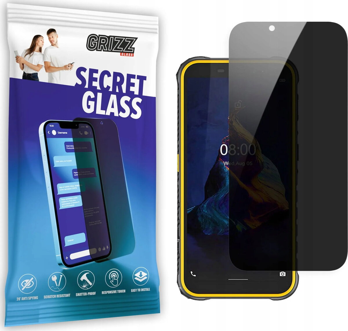 Privātuma rūdīts ekrāna aizsargs GrizzGlass SecretGlass