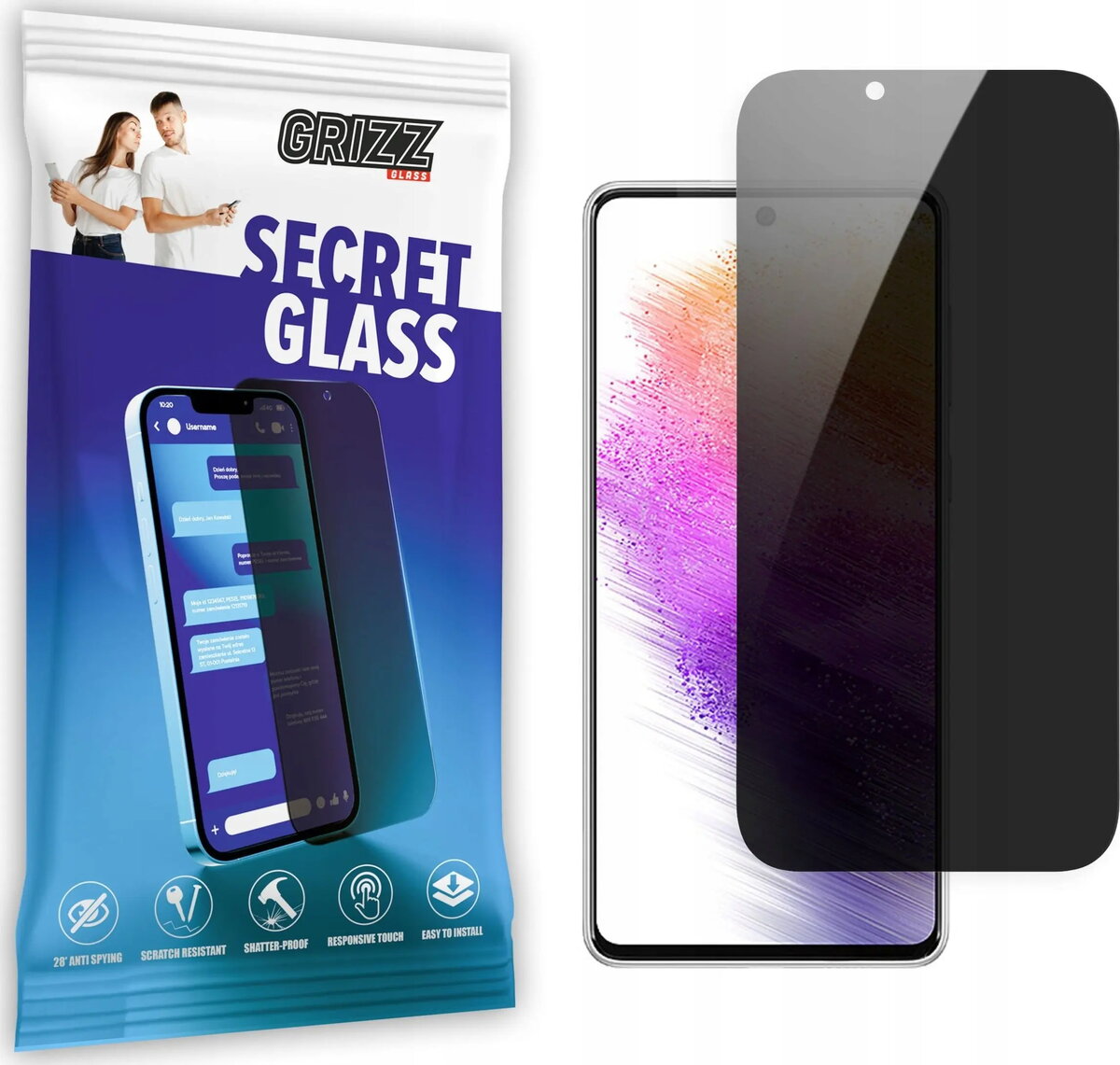 Privātuma rūdīts ekrāna aizsargstikliņš GrizzGlass SecretGlass