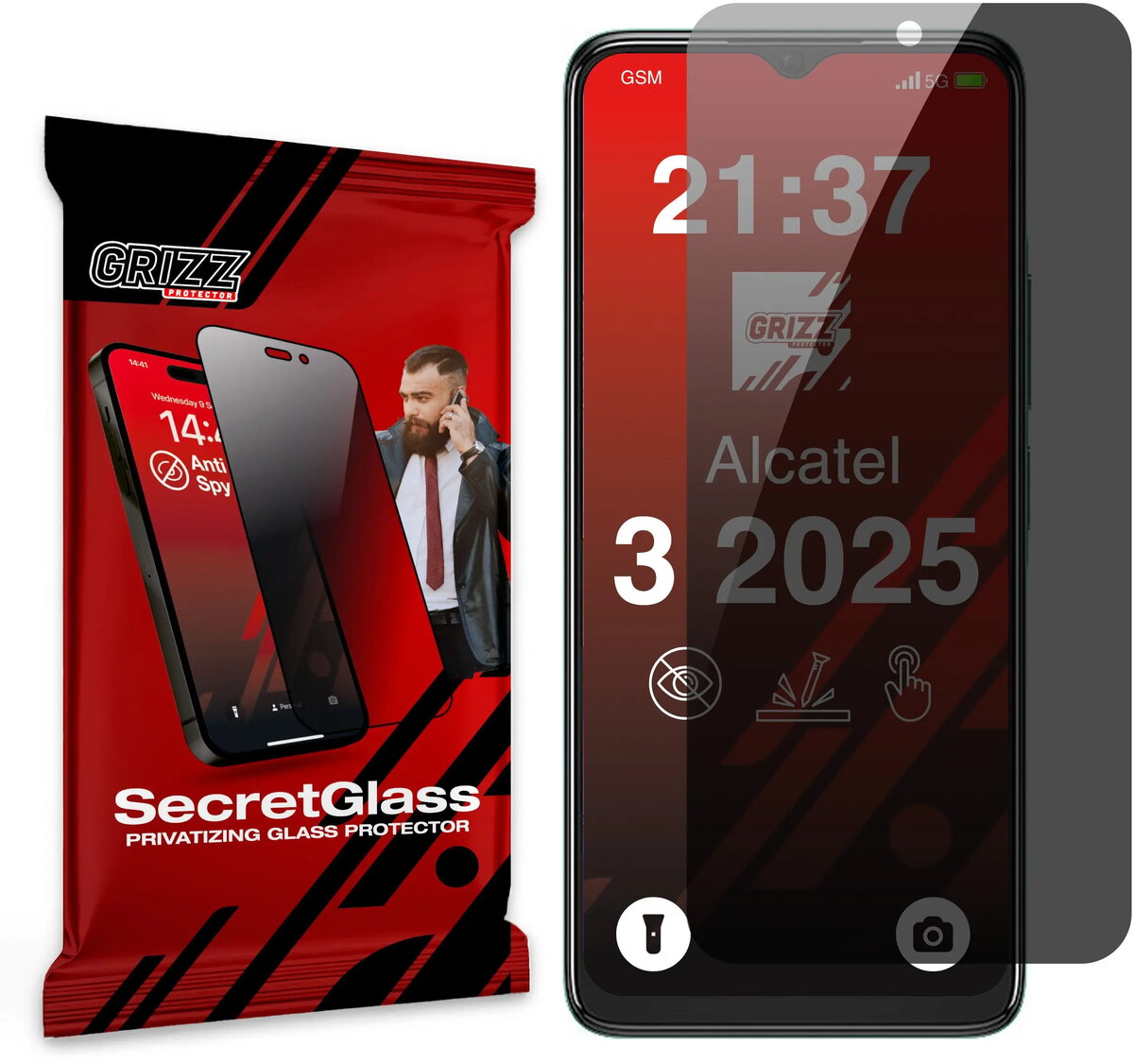 Matēts privātuma aizsargstikls GrizzGlass SecretGlass priekš