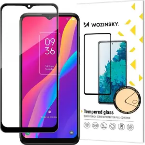 Закалённое стекло Wozinsky Full Glue с рамкой, Case Friendly для TCL 30E, чёрное