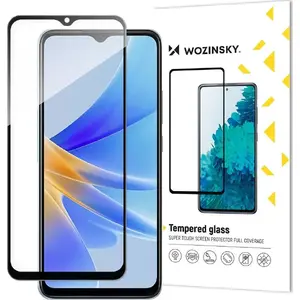 Защитное стекло Wozinsky для Oppo A17 — full glue, твердость 9H, полное покрытие экрана с чёрной рамкой