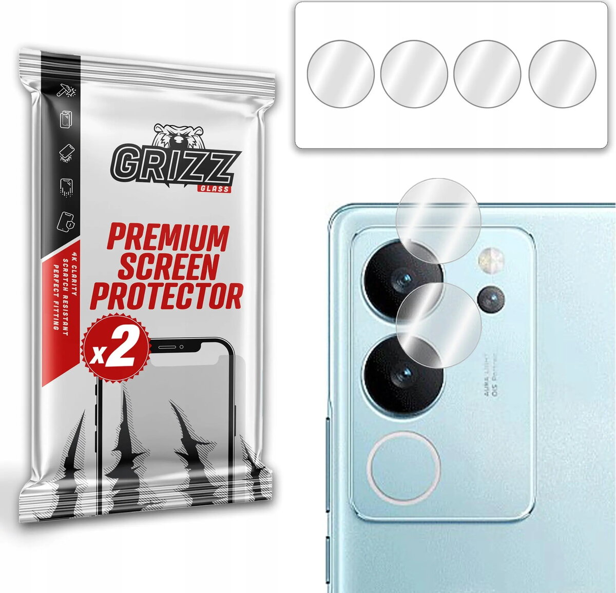 Kameras aizsargstikls GrizzGlass HybridGlass priekš vivo