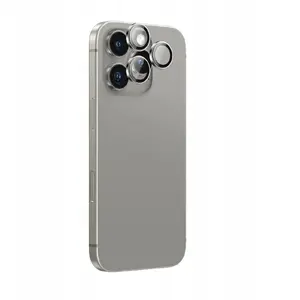 Закалённое стекло для камеры Amazingthing AR Aluminium 3-линзы с рамкой для iPhone 16 Pro / 16 Pro Max — серое