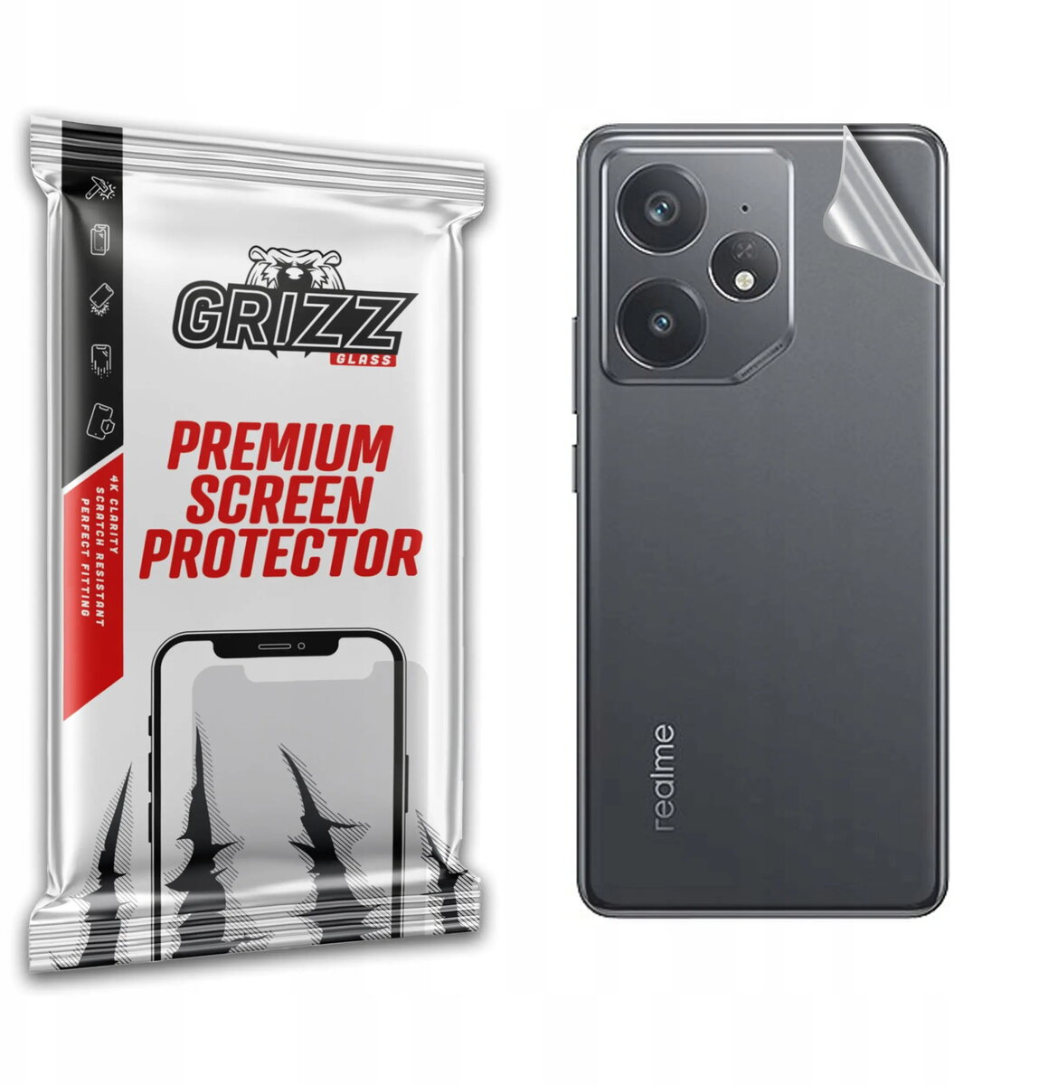 Aizmugures aizsargplēve GrizzGlass SatinSkin priekš Realme