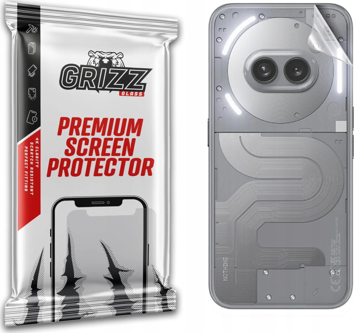 Aizmugures aizsargplēve GrizzGlass SatinSkin priekš Nothing