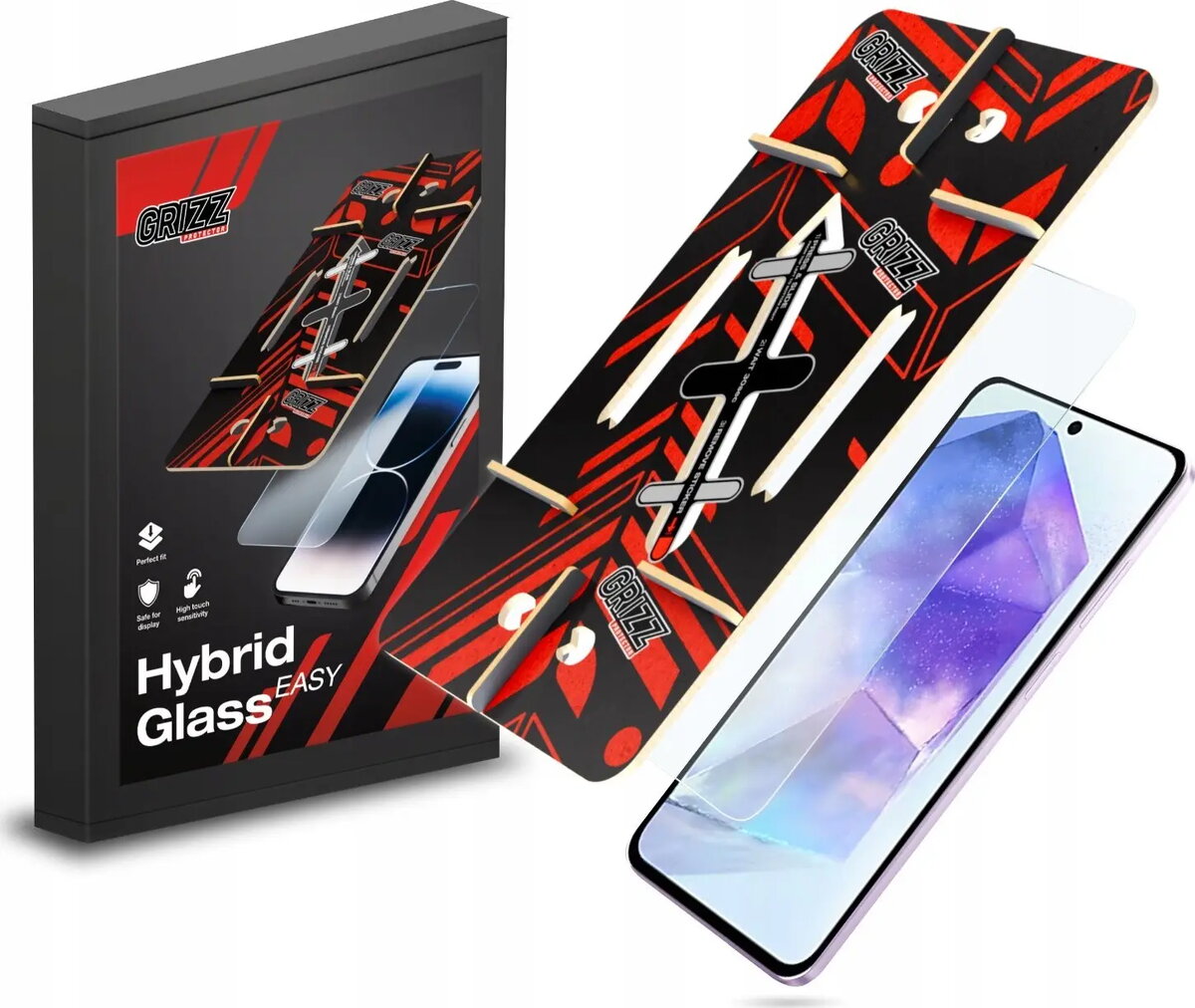 Hibrīda ekrāna aizsargstikls GrizzGlass HybridGlass Easy