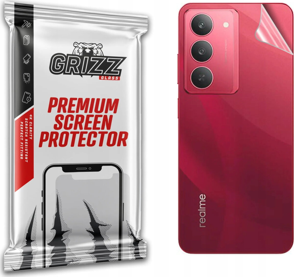Aizmugures aizsargplēve GrizzGlass SatinSkin priekš Realme