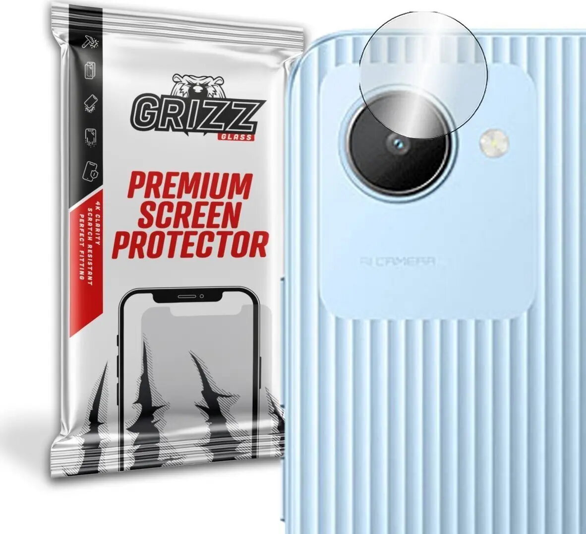 Hibrīda kameras aizsargstikls GrizzGlass priekš Realme