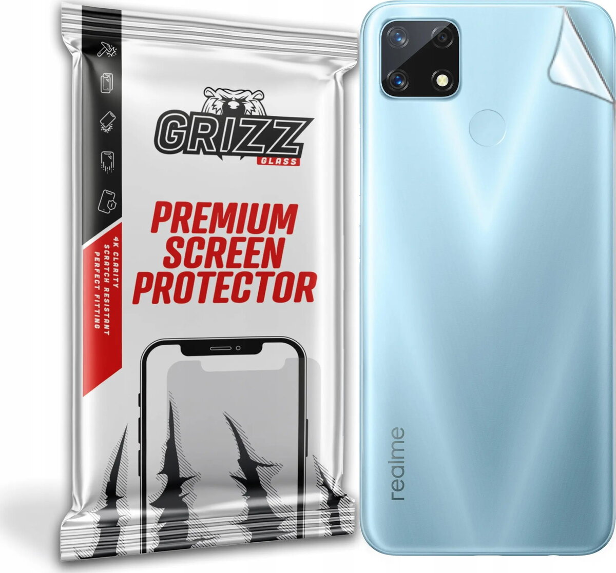 GrizzGlass rūdīts aizmugures aizsargstikls Realme 7i