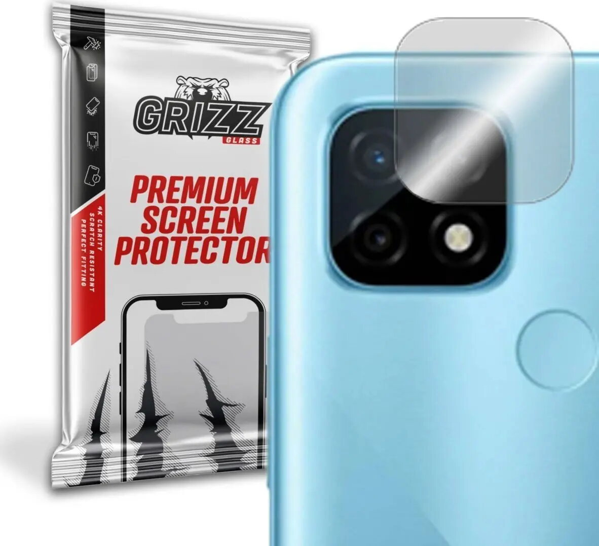 Hibrīdais aizsargstikliņš kamerai GrizzGlass priekš Realme