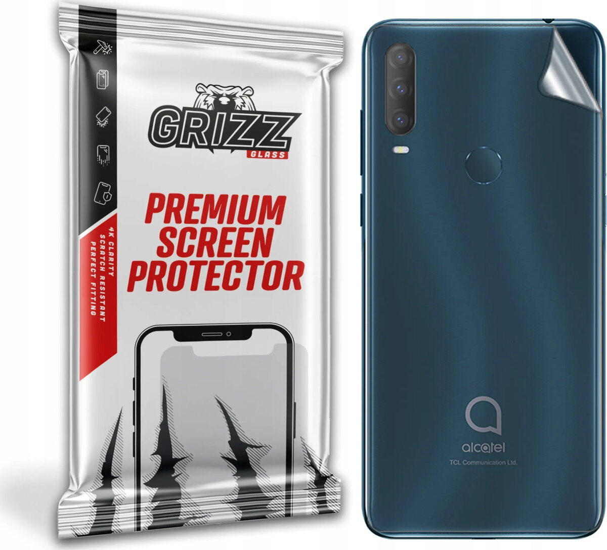 Aizmugures rūdīts stikls GrizzGlass priekš Alcatel