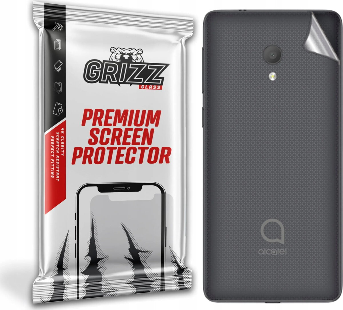 Aizmugures rūdīts stikls GrizzGlass priekš Alcatel