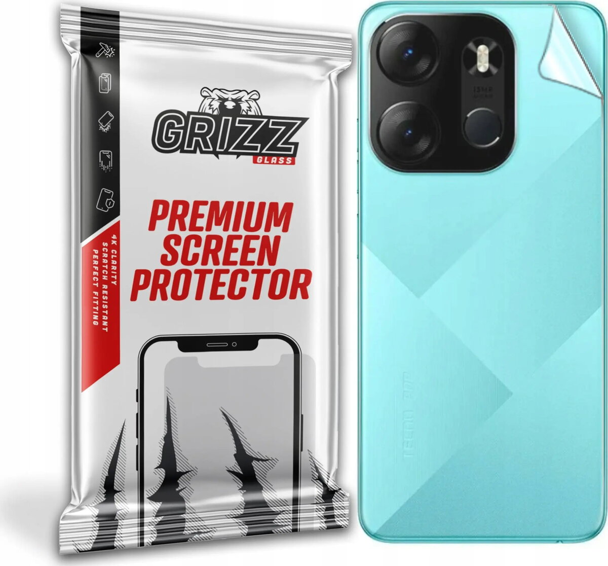Aizmugures aizsargplēve GrizzGlass SatinSkin priekš Tecno