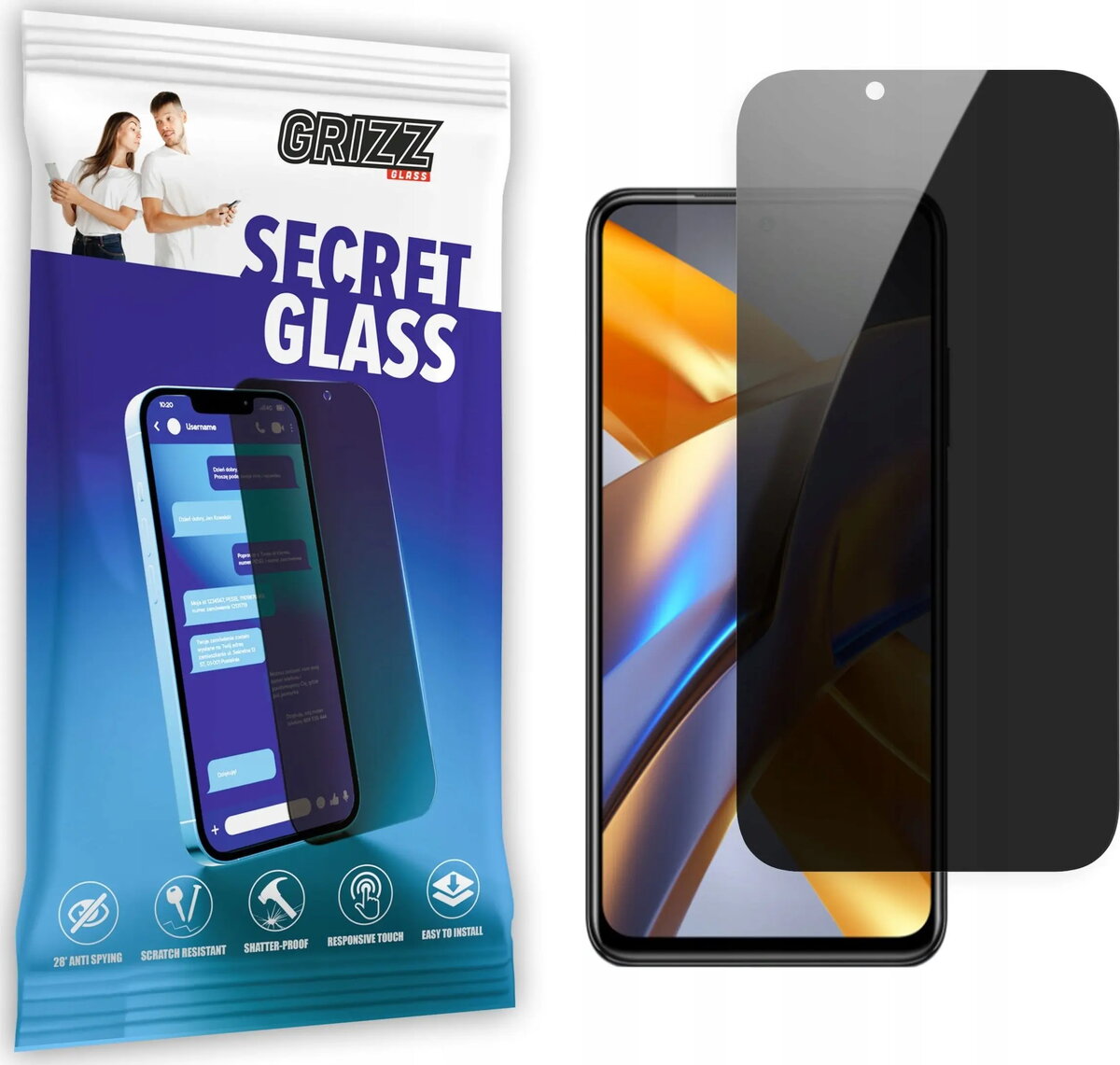 Privātuma rūdīts ekrāna aizsargs GrizzGlass SecretGlass